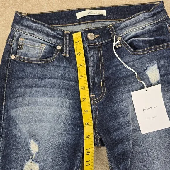 NEW Kancan Jeans Womens Sz 27 Cuffed Mid Rise Skinny Stretch Blue KC7105D NWT - Picture 12 of 12